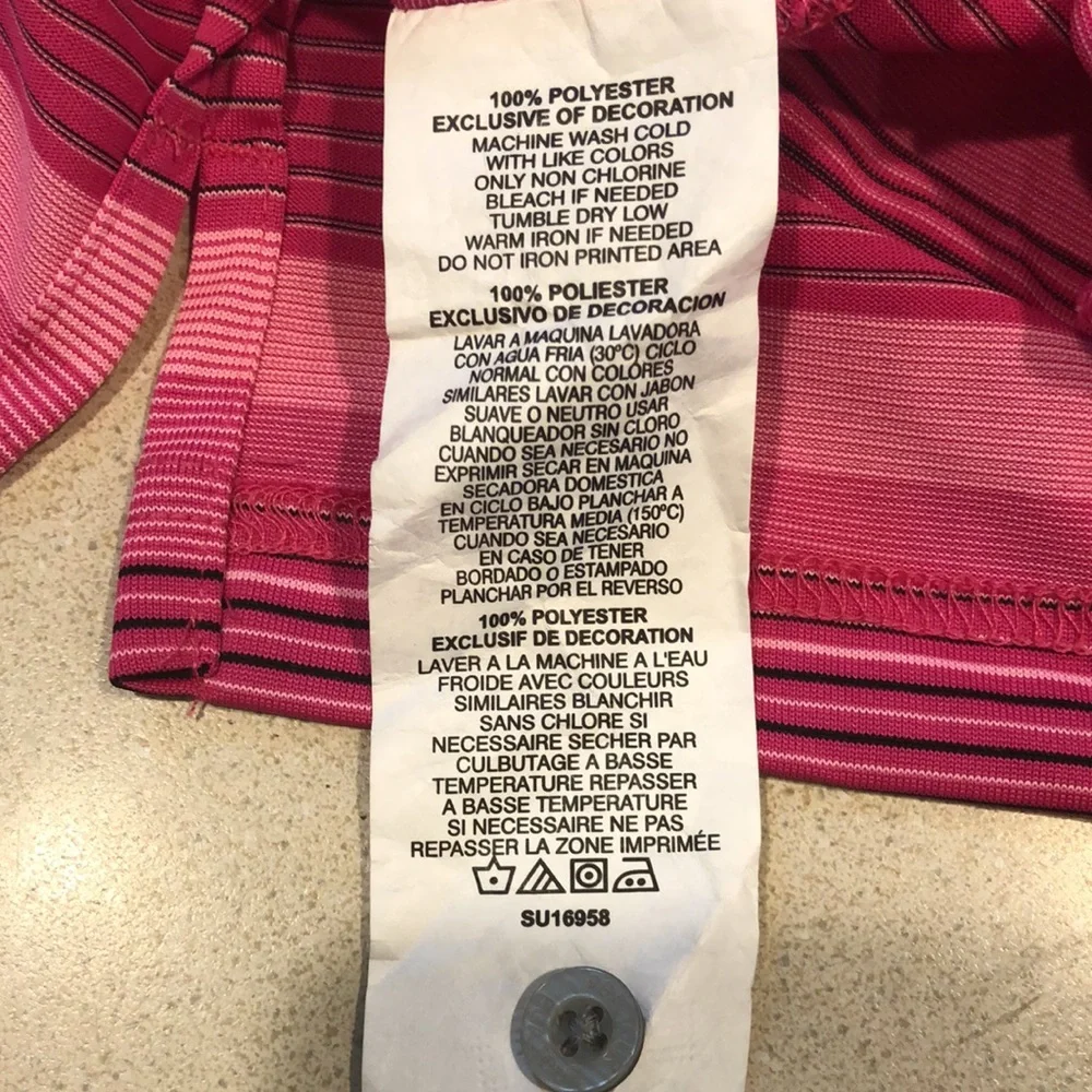 PGA TOUR PRO SERIES MENS STRIPED POLO SHIRT PINK SIZE MEDIUM NEW WITH TAGS - Picture 8 of 11